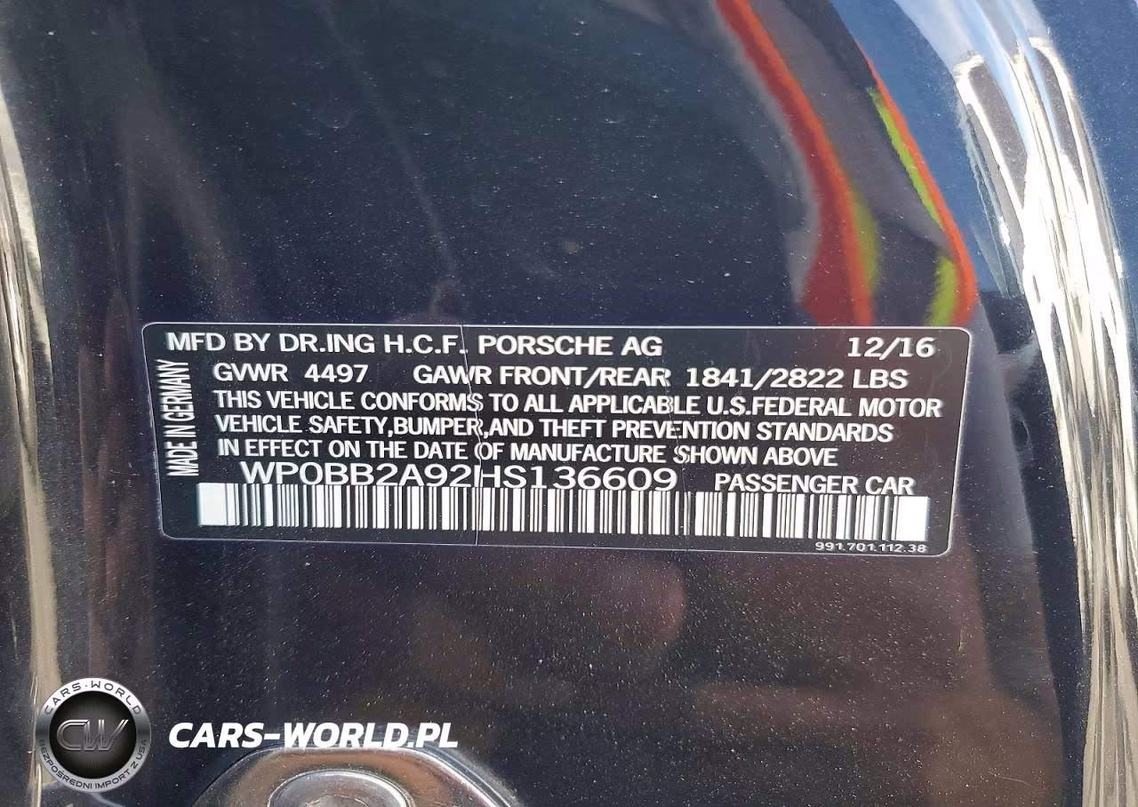 2017 Porsche 911 Targa S VIN:WP0BB2A92HS136609 - 12