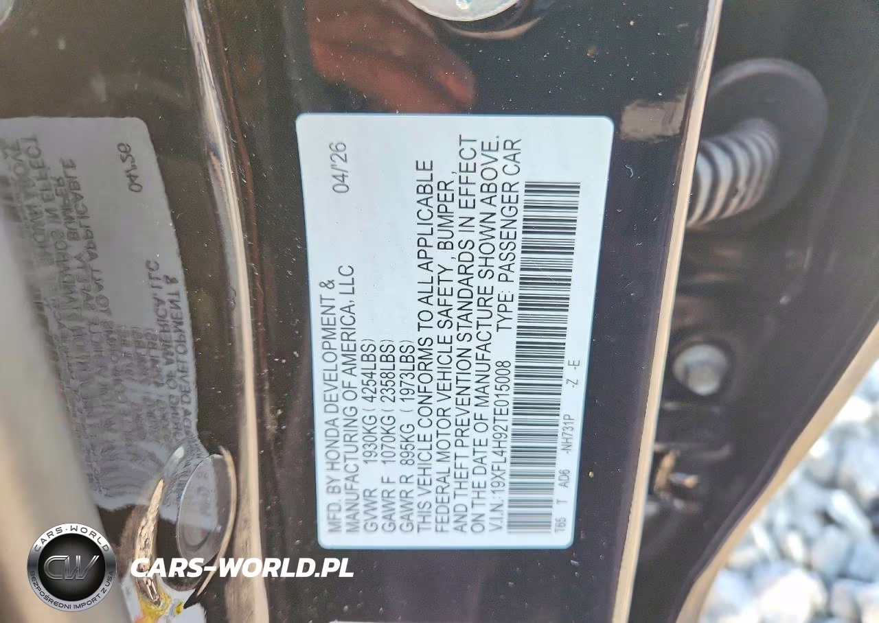 2026 Honda Civic Sport Touring VIN:19XFL4H92TE015008 - 12