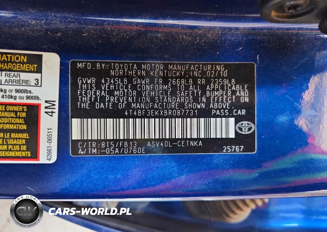 2011 Toyota Camry Manual VIN:4T4BF3EKXBR087731 - 12