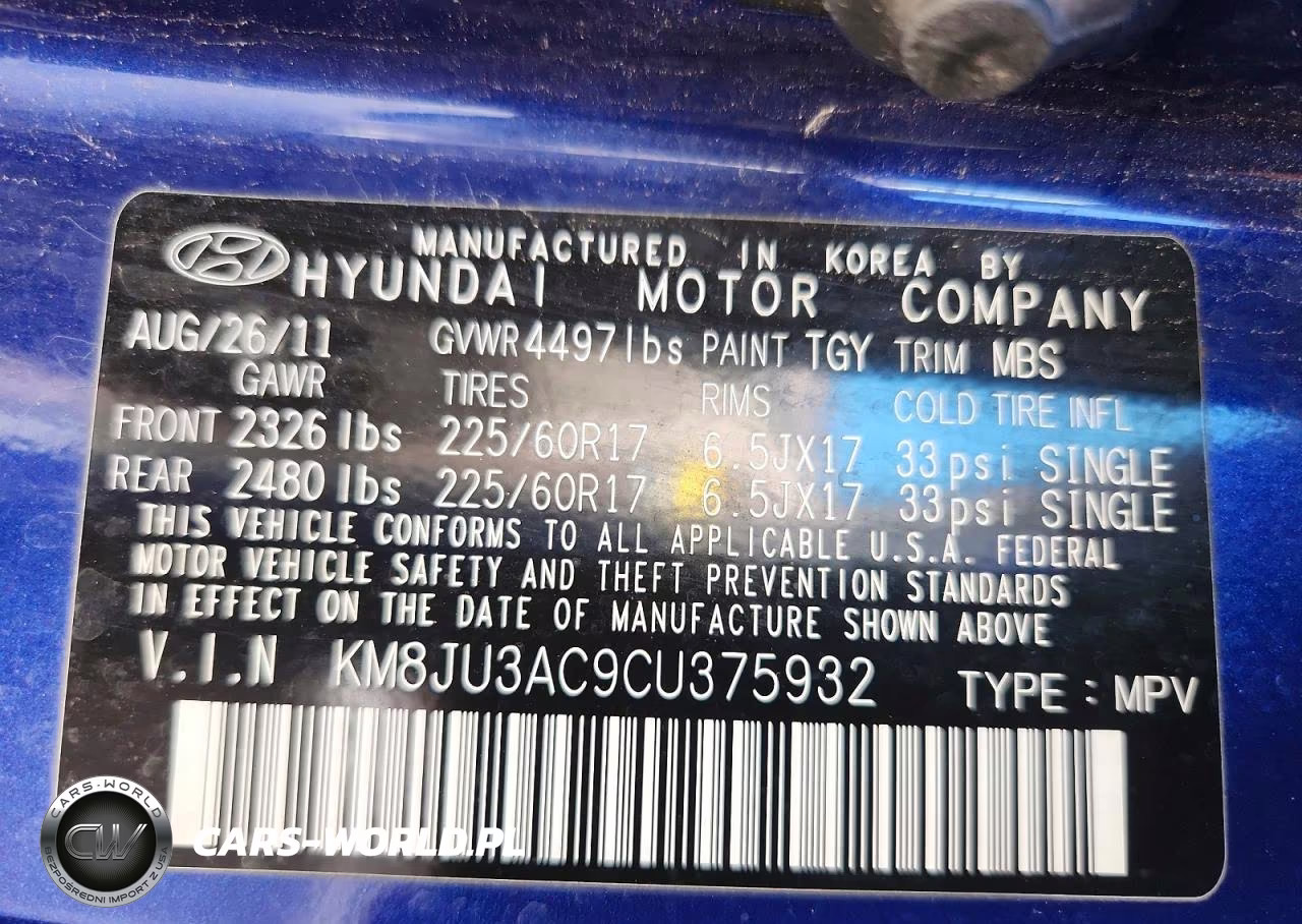2012 Hyundai Tucson Gls VIN:KM8JU3AC9CU375932 - 14