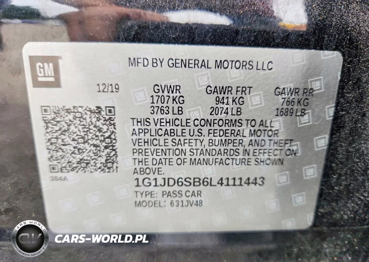 2020 Chevrolet Sonic Lt VIN:1G1JD6SB6L4111443 - 12