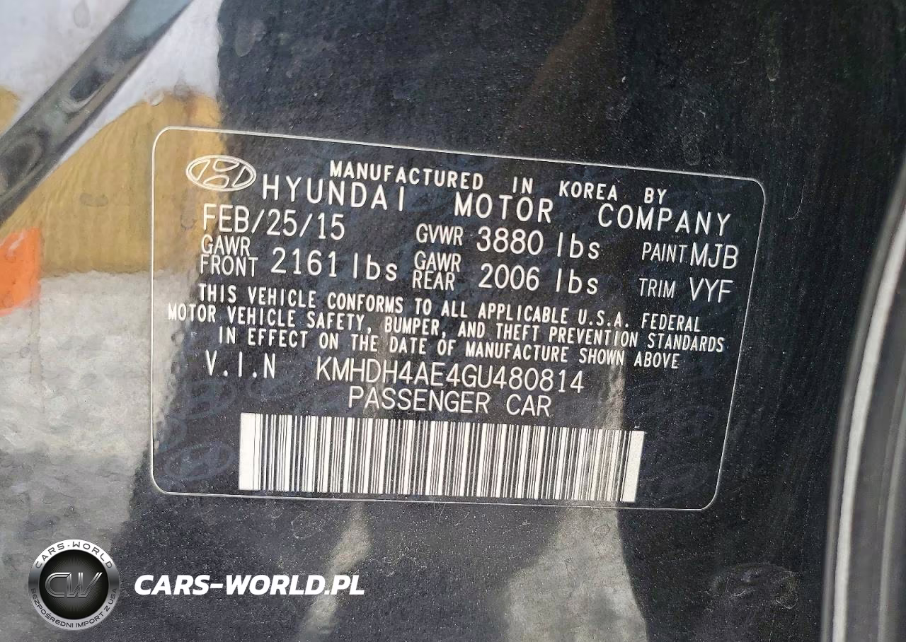 2016 Hyundai Elantra Se VIN:KMHDH4AE4GU480814 - 12