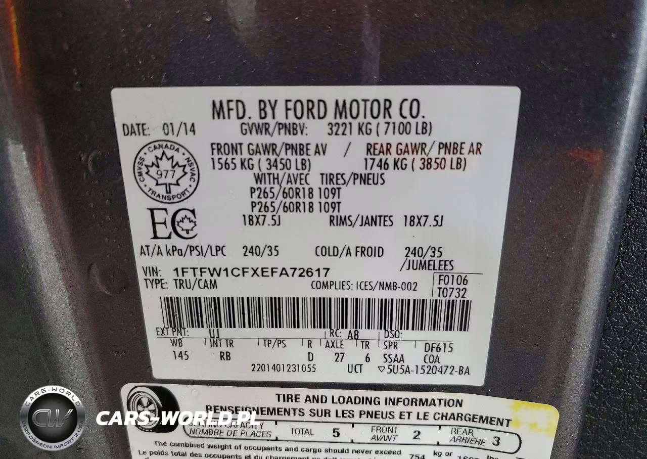 2014 Ford F150 Supercrew VIN:1FTFW1CFXEFA72617 - 13