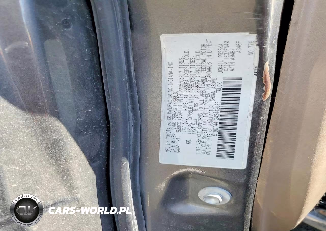 2004 Toyota Tundra Sr5 VIN:5TBDT44124S442633 - 12