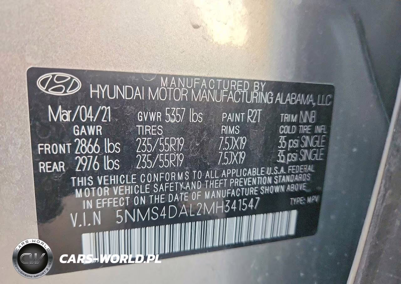 2021 Hyundai Santa Fe Limited VIN:5NMS4DAL2MH341547 - 13