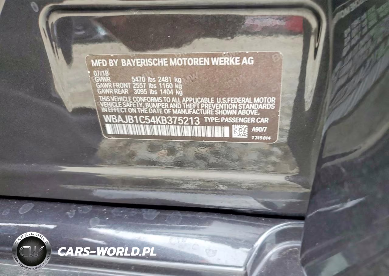 2019 BMW 530Xe VIN:WBAJB1C54KB375213 - 12