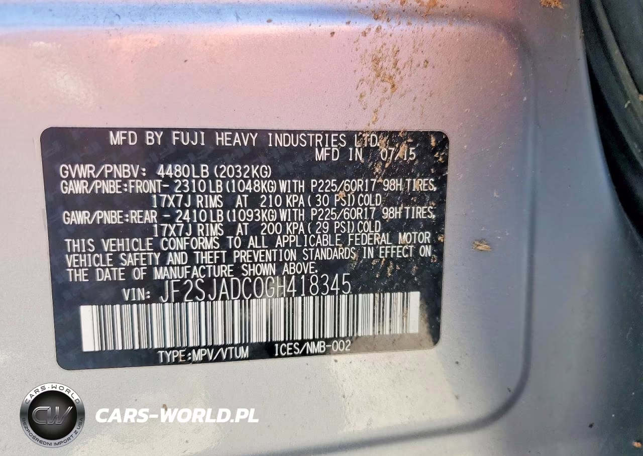 2016 Subaru Forester 2.5I Premium VIN:JF2SJADC0GH418345 - 12