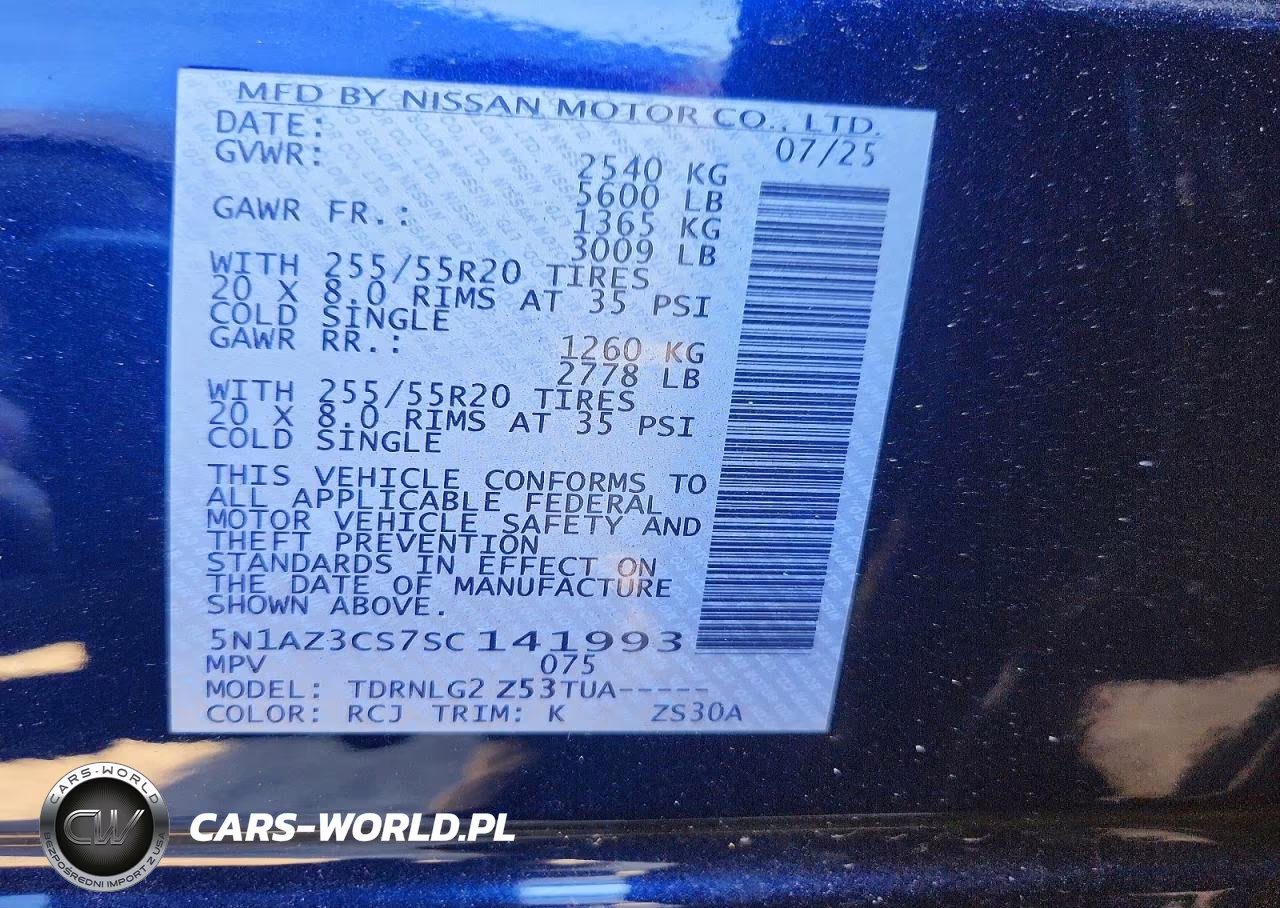 2025 Nissan Murano Sl VIN:5N1AZ3CS7SC141993 - 14