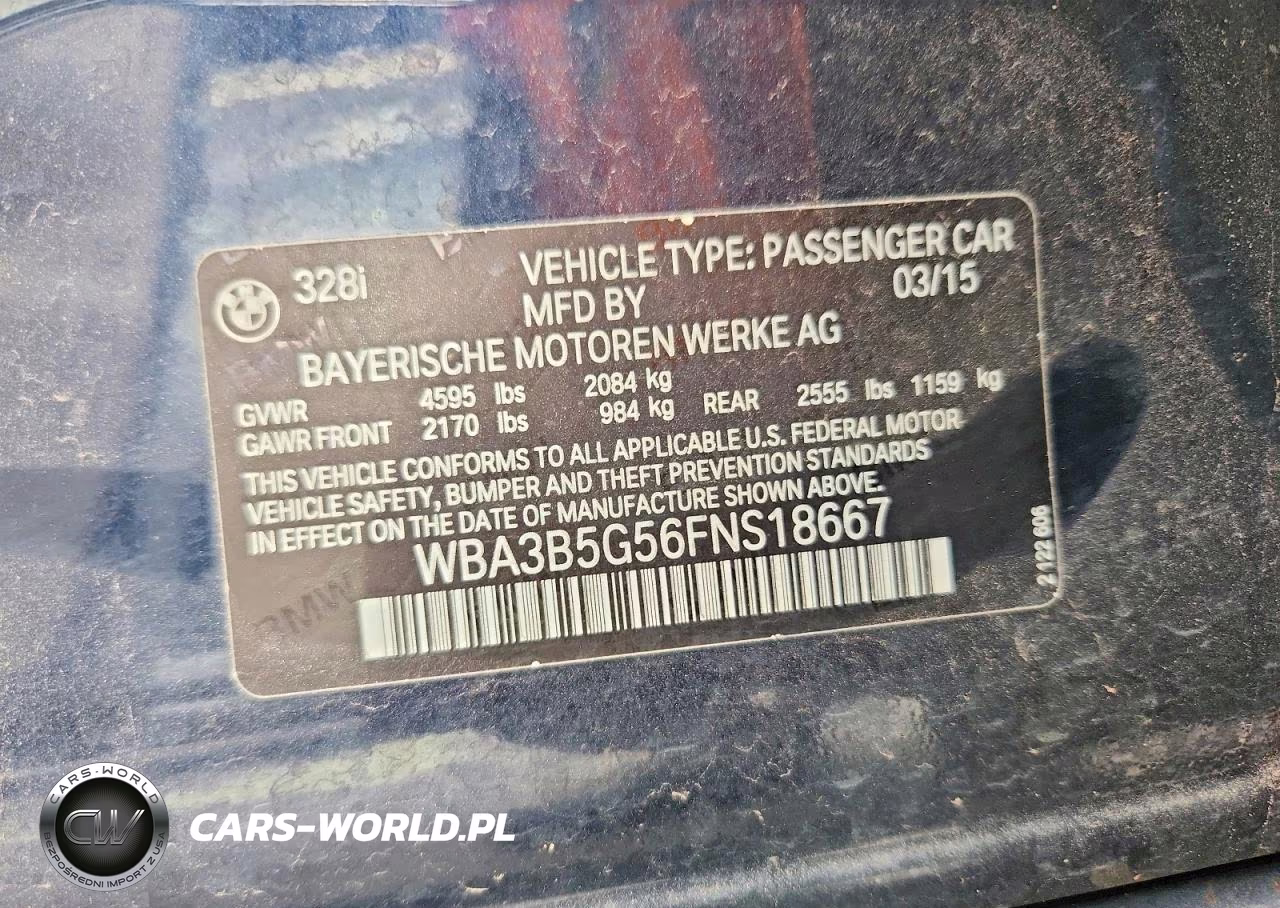 2015 BMW 328 Xi Sulev VIN:WBA3B5G56FNS18667 - 12
