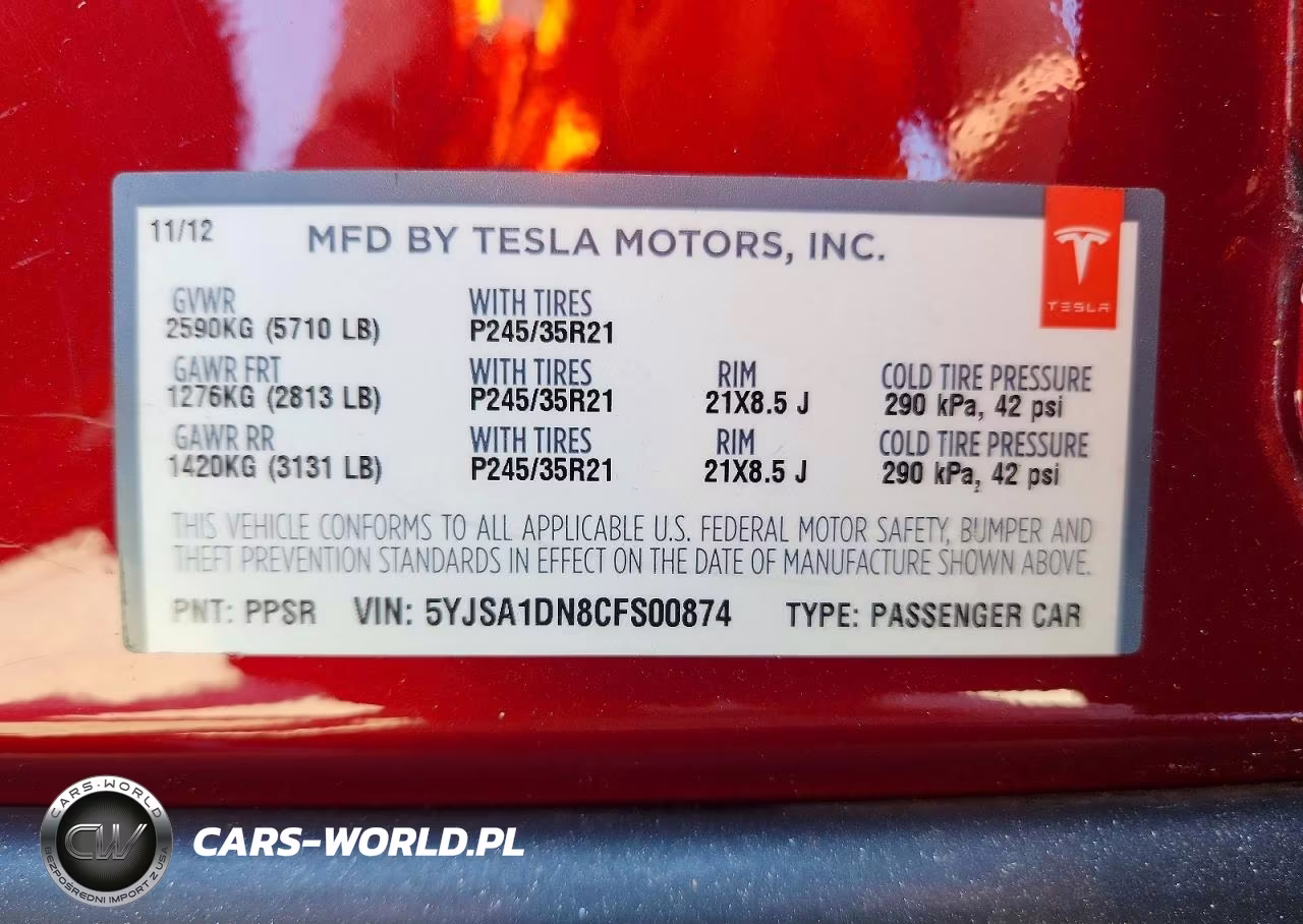 2012 Tesla Model S VIN:5YJSA1DN8CFS00874 - 13