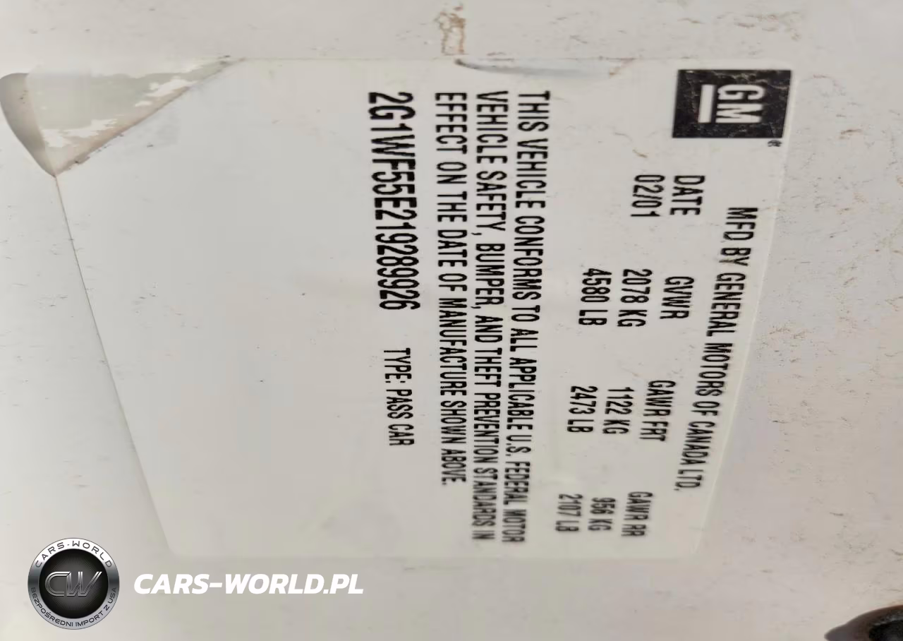 2001 Chevrolet Impala VIN:2G1WF55E219289926 - 12