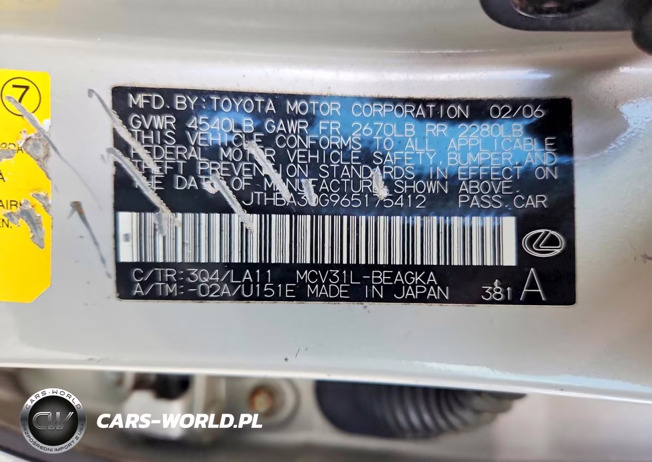 2006 Lexus Es 330 VIN:JTHBA30G965175412 - 12