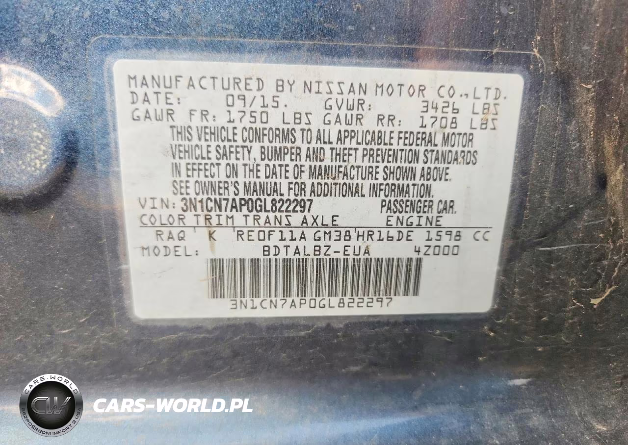 2016 Nissan Versa 1.6 Sv VIN:3N1CN7AP0GL822297 - 13