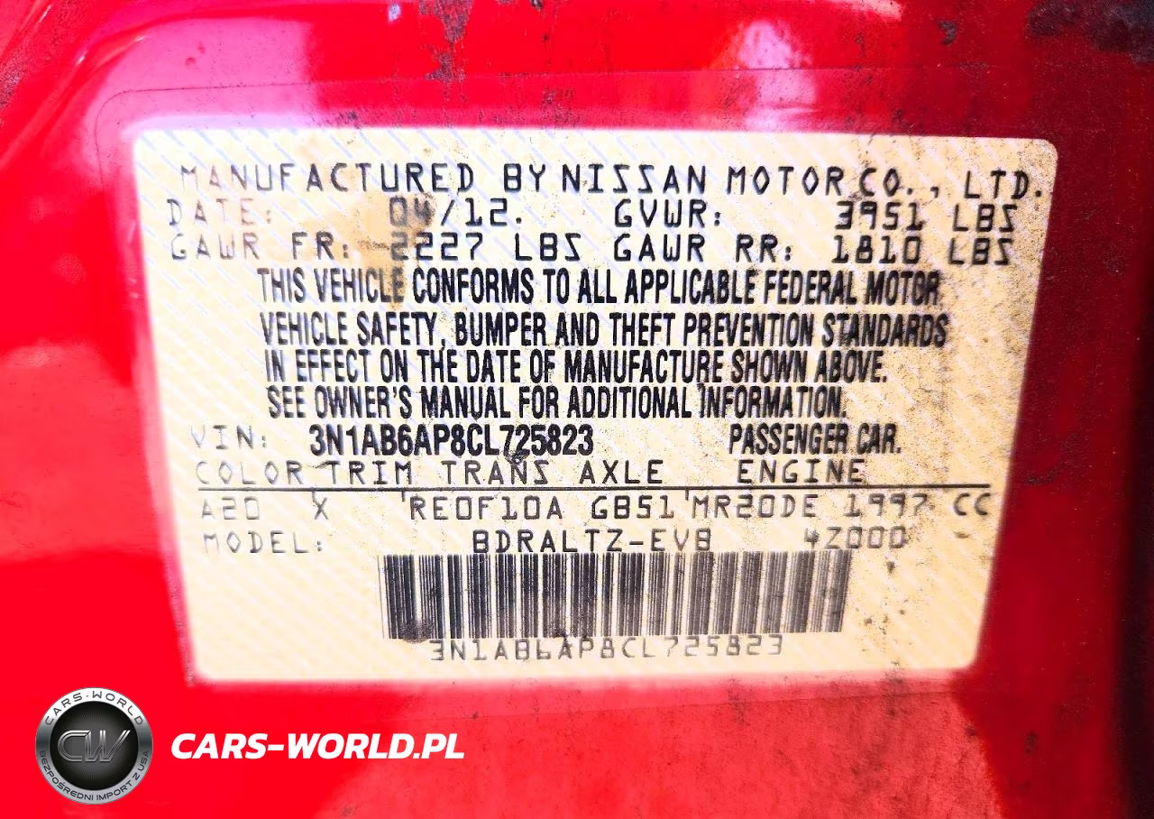2012 Nissan Sentra 2.0 VIN:3N1AB6AP8CL725823 - 13