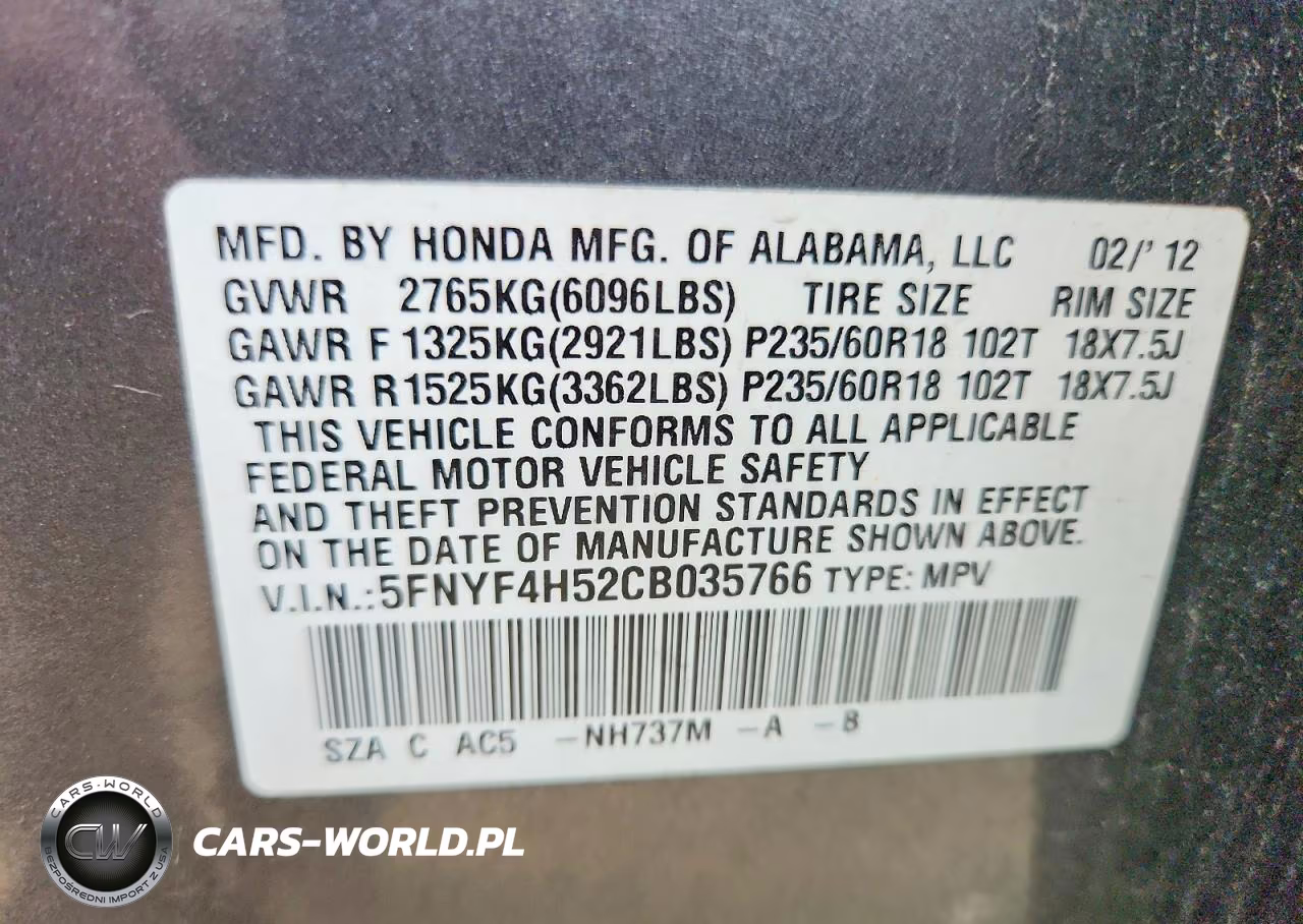 2012 Honda Pilot Exl VIN:5FNYF4H52CB035766 - 13