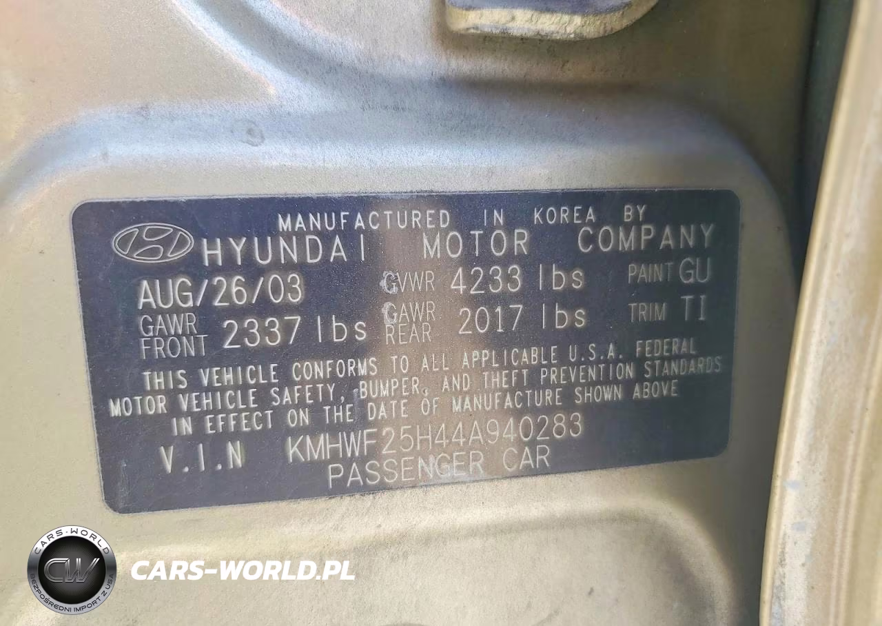 2004 Hyundai Sonata V6 VIN:KMHWF25H44A940283 - 12