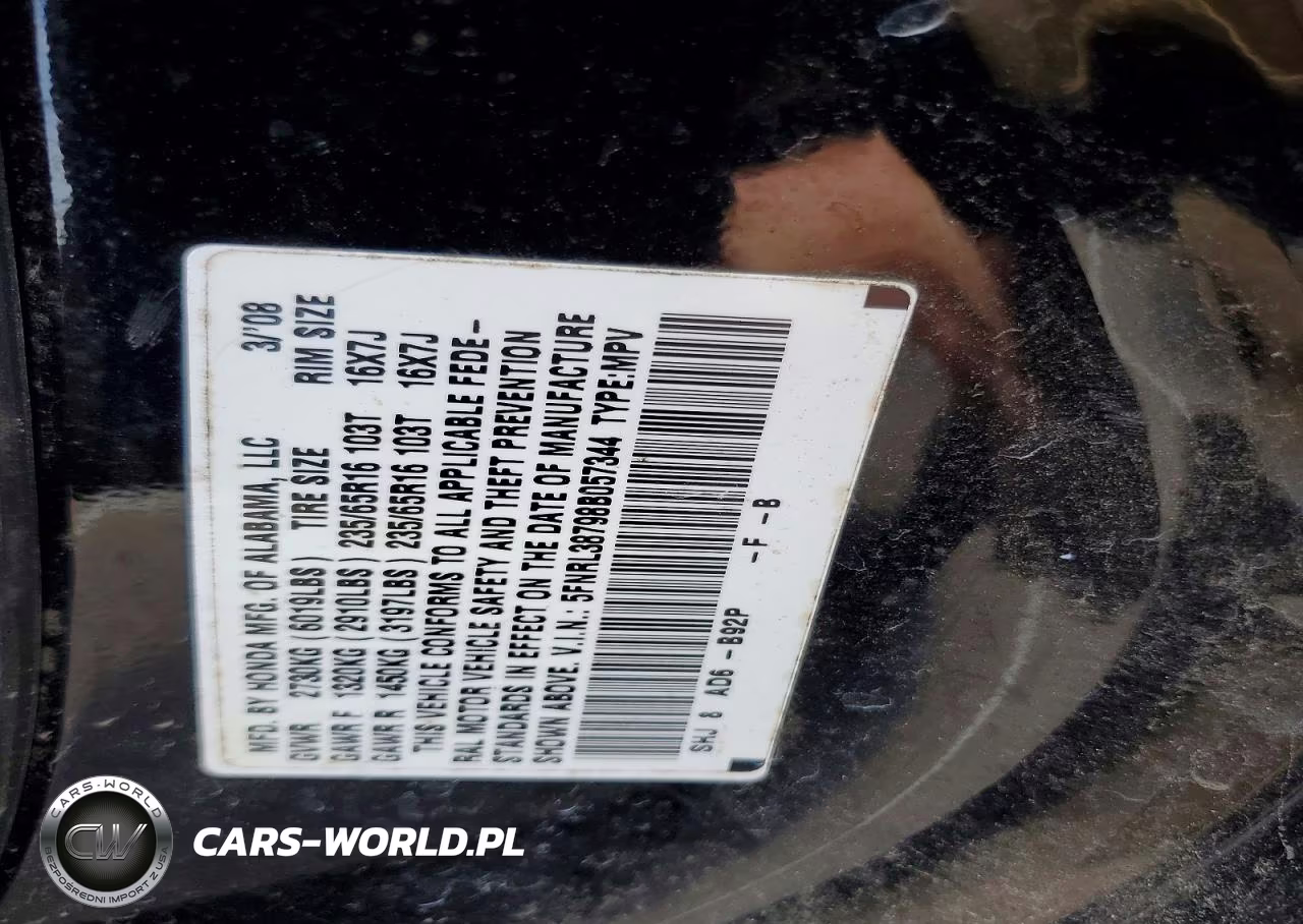 2008 Honda Odyssey Exl VIN:5FNRL38798B057344 - 13
