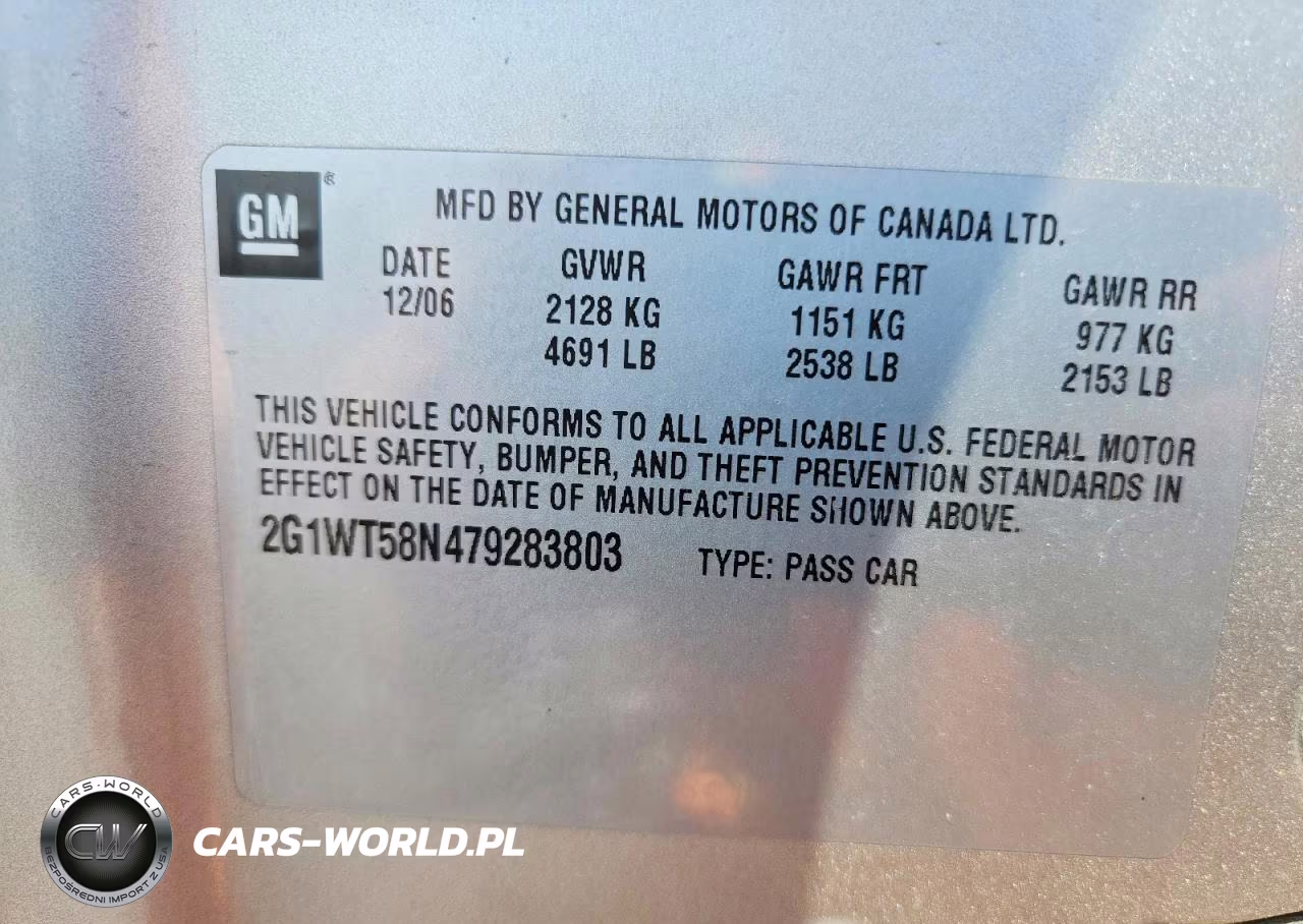 2007 Chevrolet Impala Lt VIN:2G1WT58N479283803 - 13
