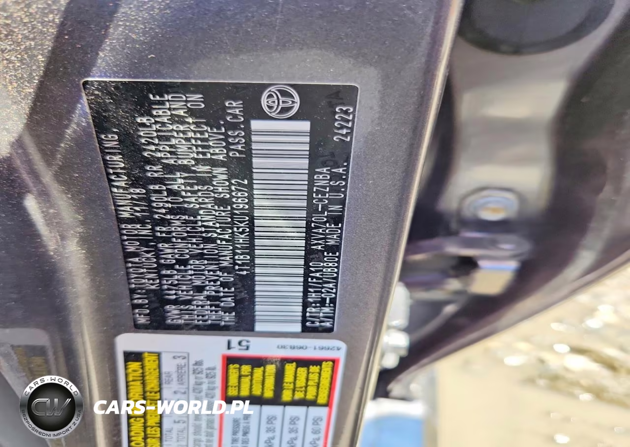 2019 Toyota Camry Le VIN:4T1B11HK5KU196672 - 12