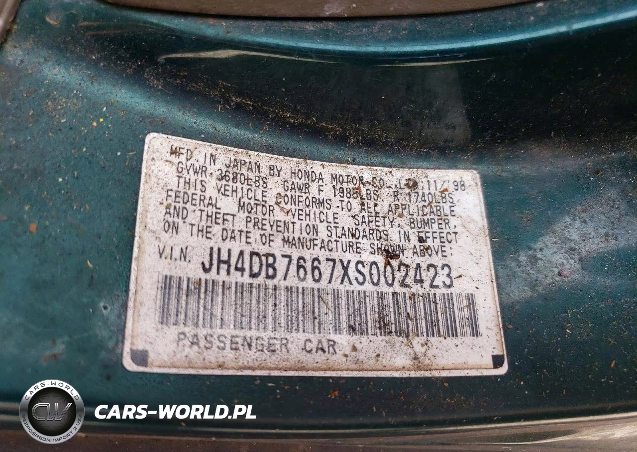 1999 Acura Integra Gs VIN:JH4DB7667XS002423 - 12