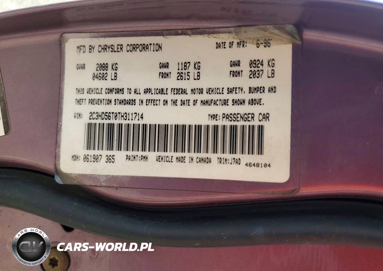 1996 Chrysler Concorde Lx VIN:2C3HD56T0TH311714 - 12
