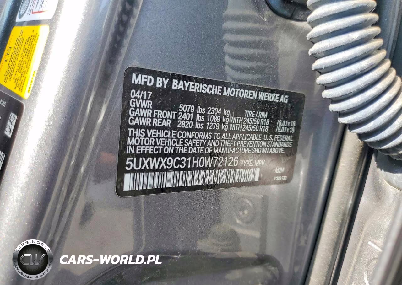 2017 BMW X3 xDrive28I VIN:5UXWX9C31H0W72126 - 13