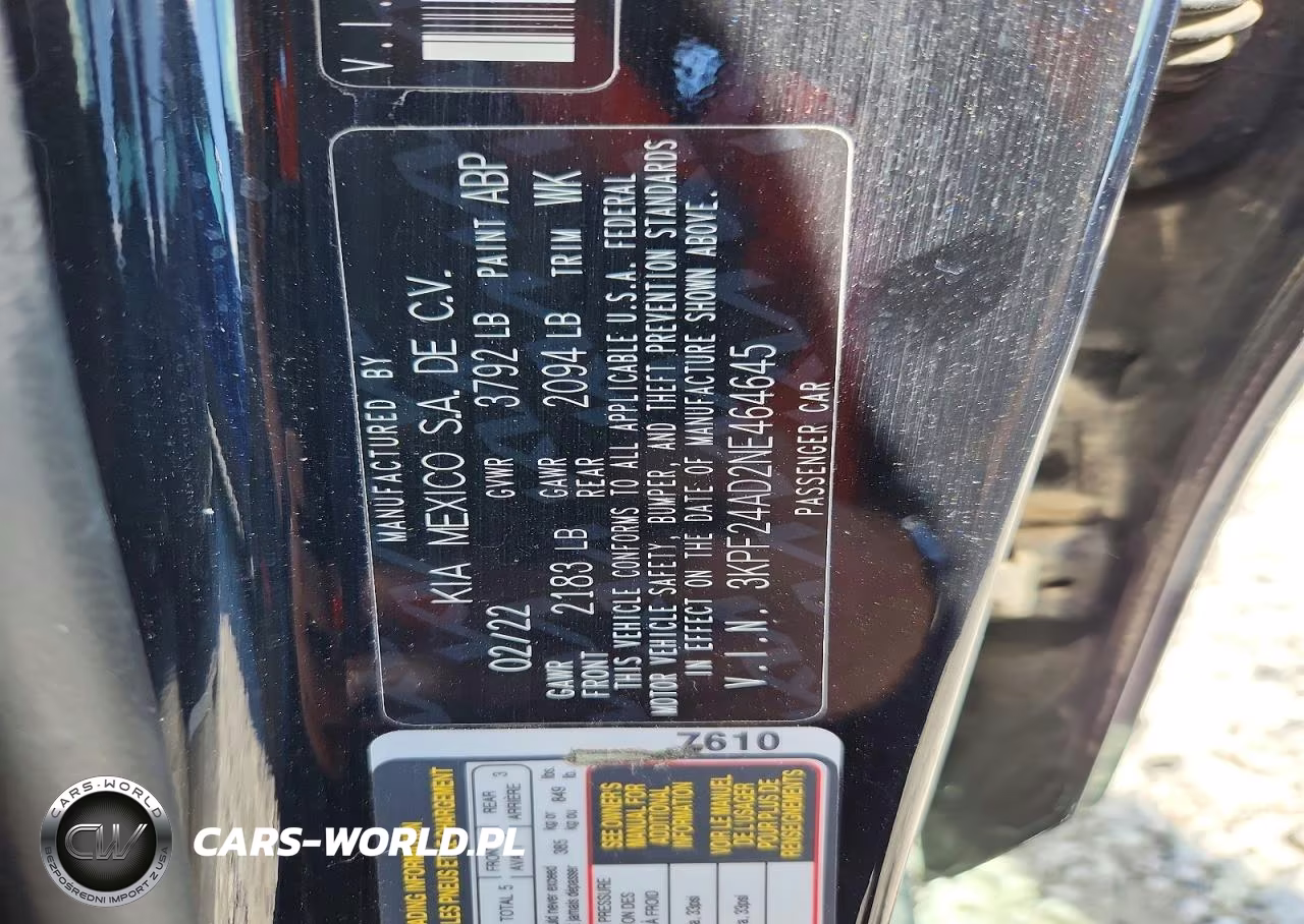 2022 Kia Forte Lxs VIN:3KPF24AD2NE464645 - 12