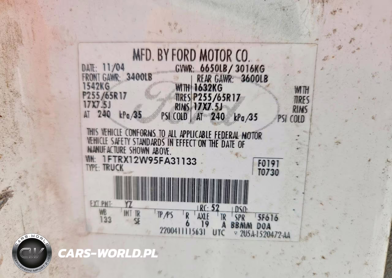 2005 Ford F150 VIN:1FTRX12W95FA31133 - 13
