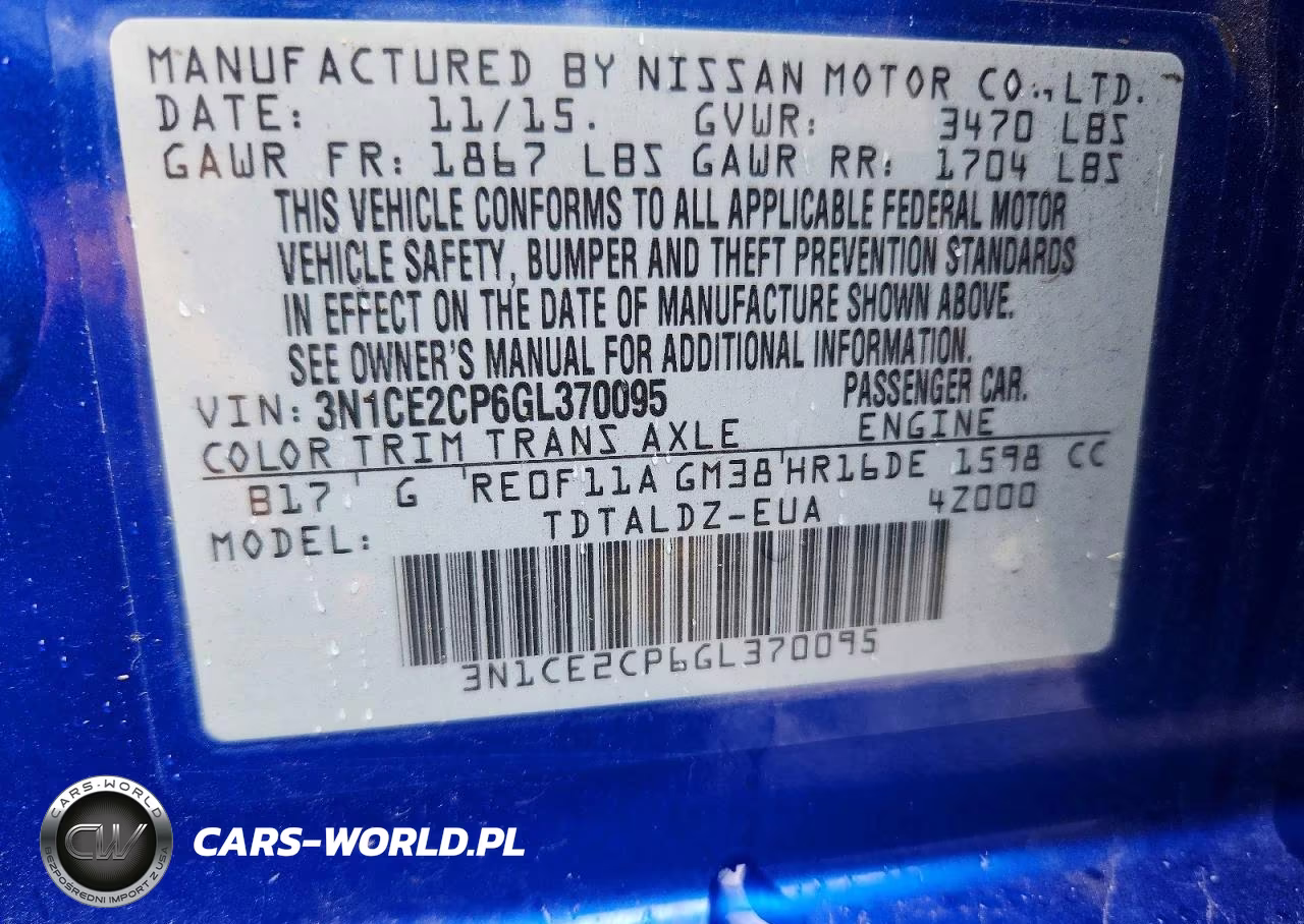 2016 Nissan Versa Note Sv VIN:3N1CE2CP6GL370095 - 12