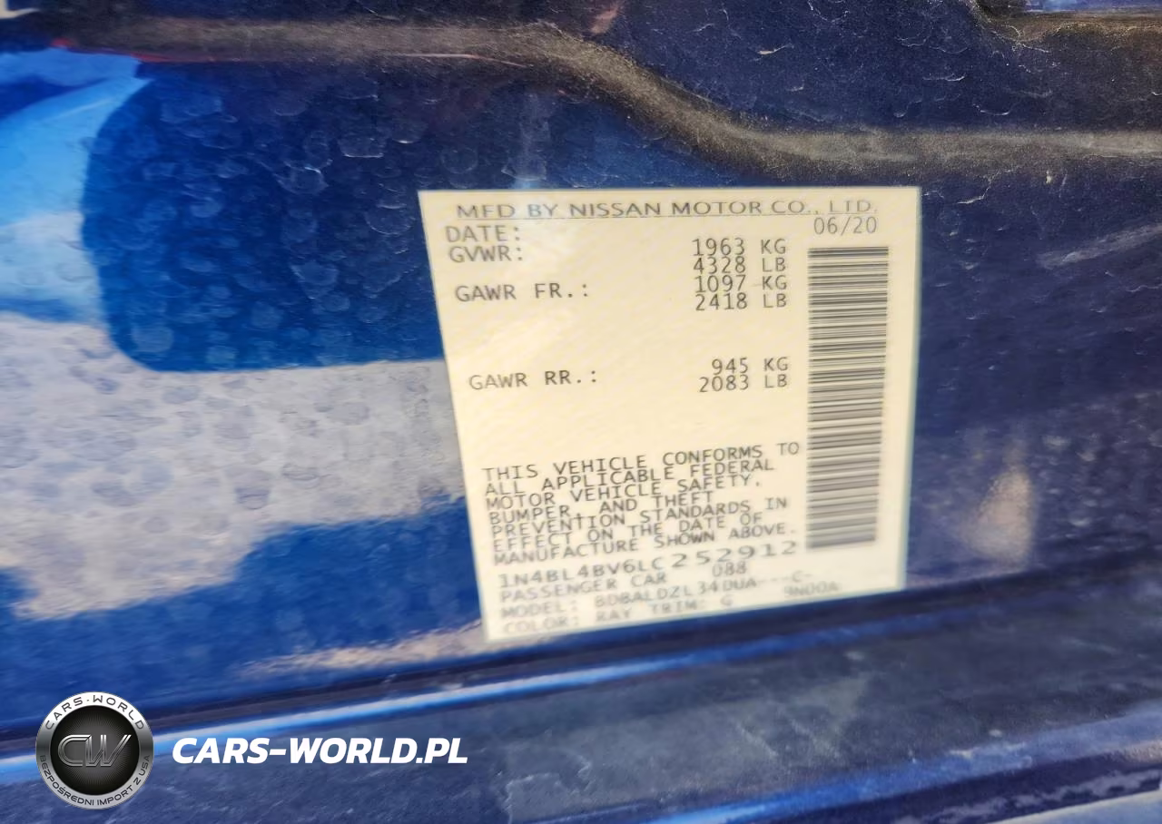 2020 Nissan Altima S VIN:1N4BL4BV6LC252912 - 12