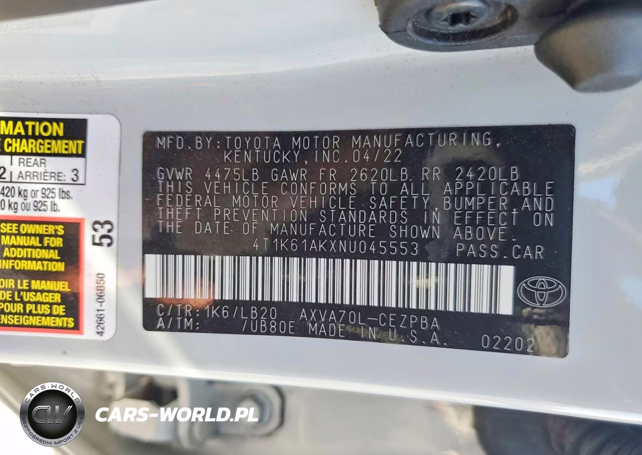 2022 Toyota Camry Xse VIN:4T1K61AKXNU045553 - 12