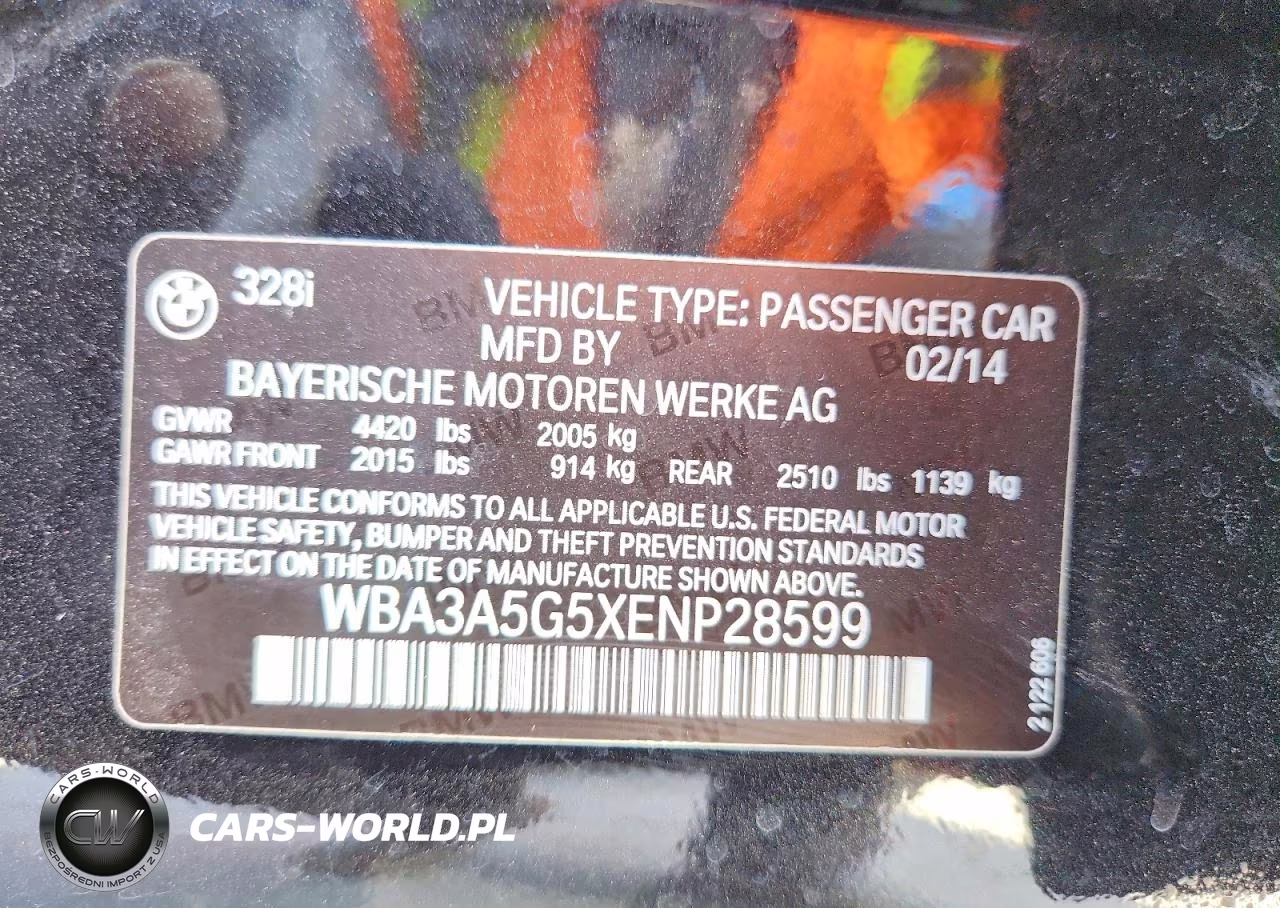 2014 BMW 328 I VIN:WBA3A5G5XENP28599 - 12