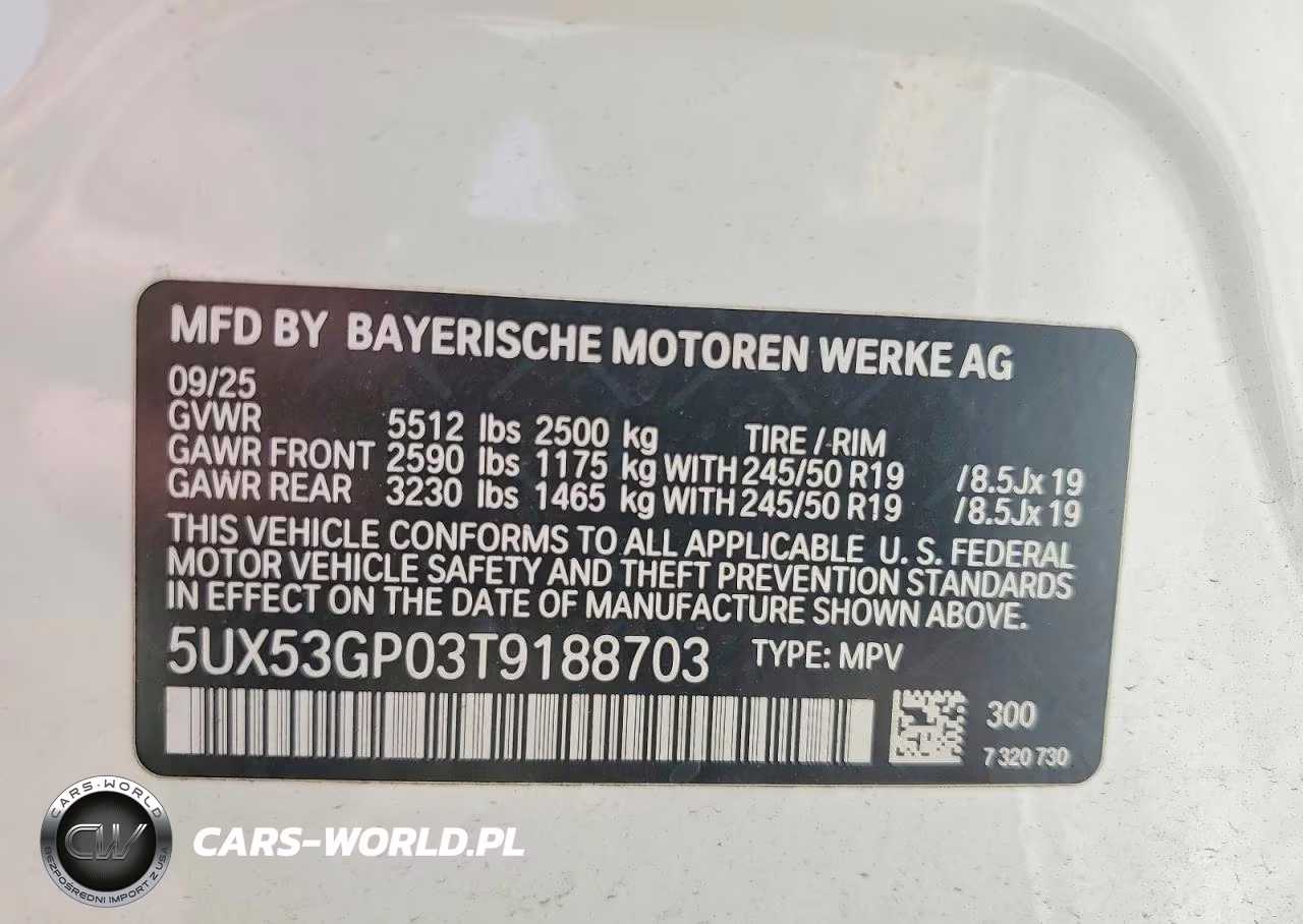 2026 BMW X3 30 xDrive VIN:5UX53GP03T9188703 - 12