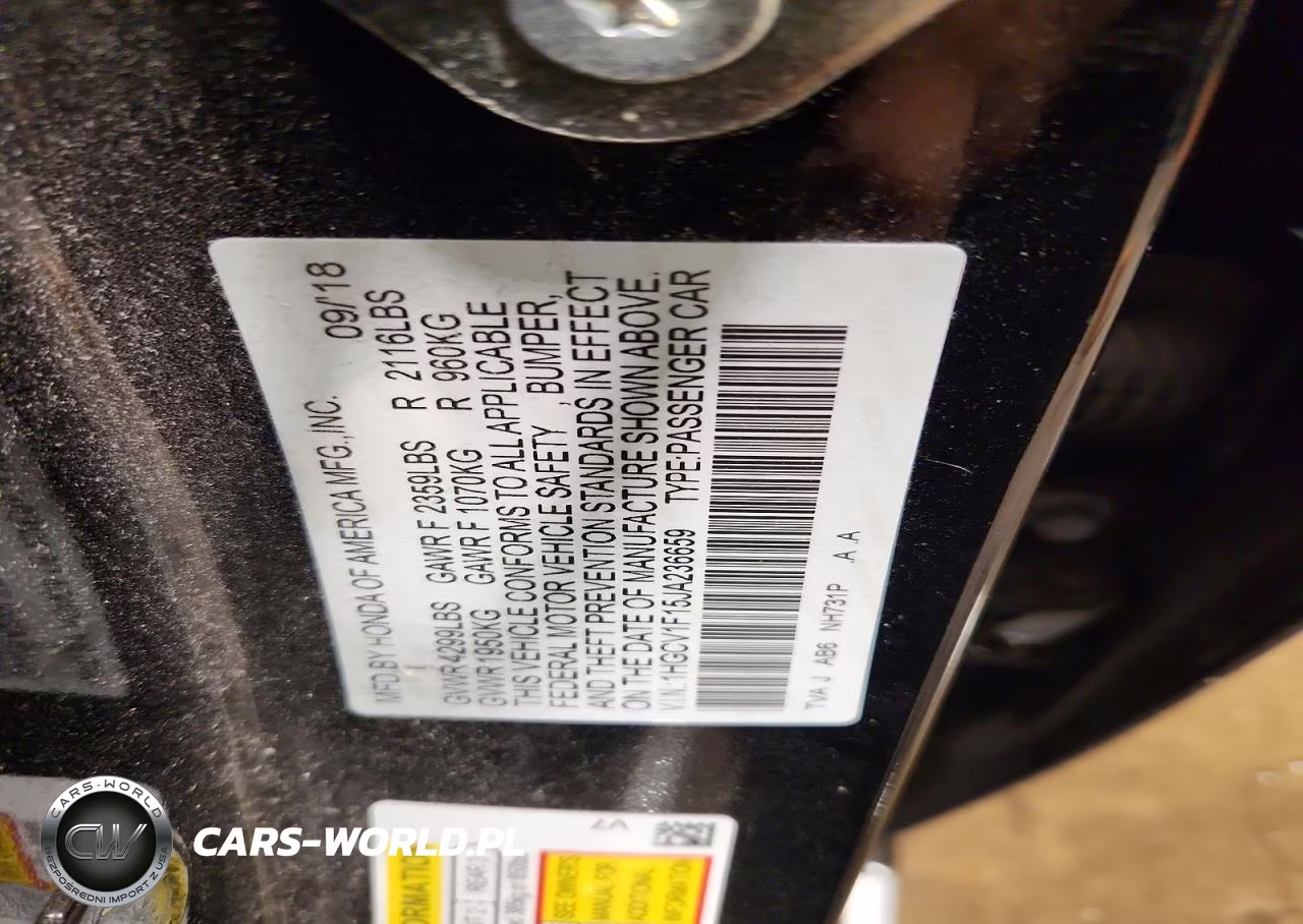 2018 Honda Accord Lx VIN:1HGCV1F15JA236659 - 13