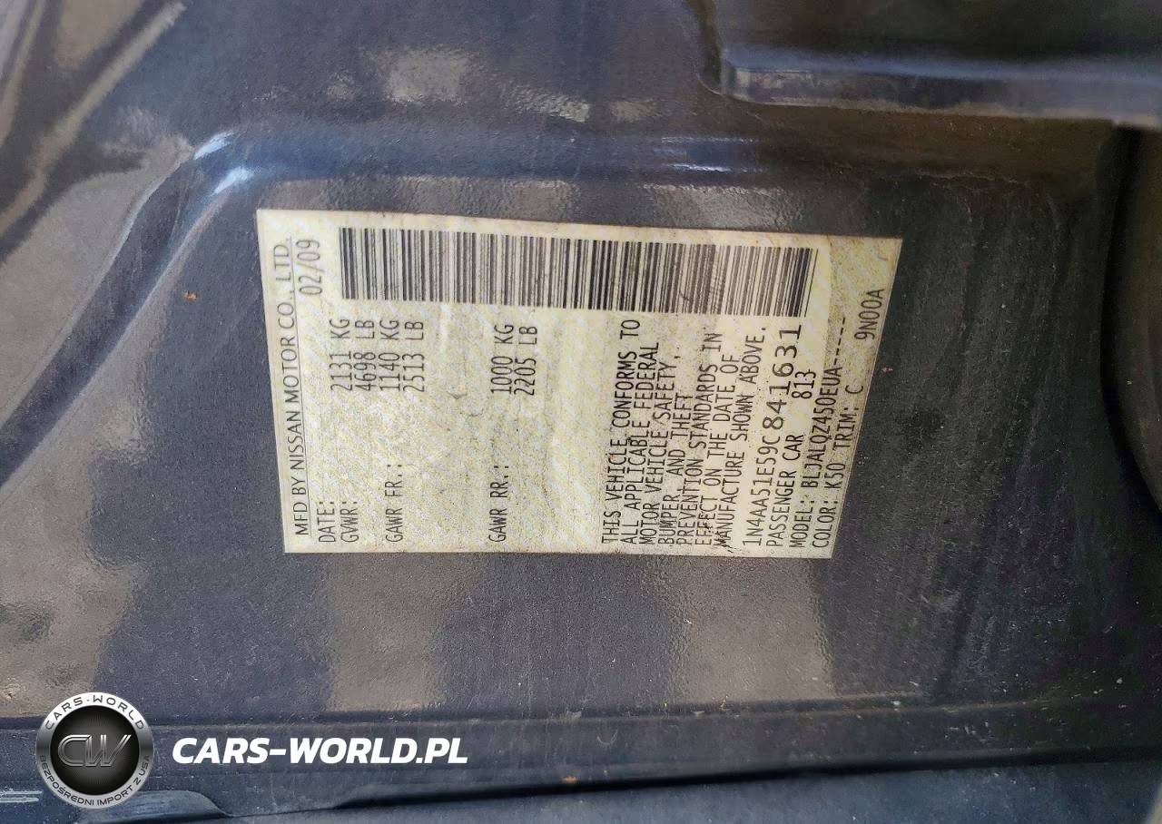 2009 Nissan Maxima 3.5 S VIN:1N4AA51E59C841631 - 12