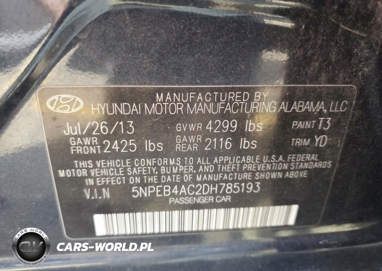 2013 Hyundai Sonata Gls VIN:5NPEB4AC2DH785193 - 12