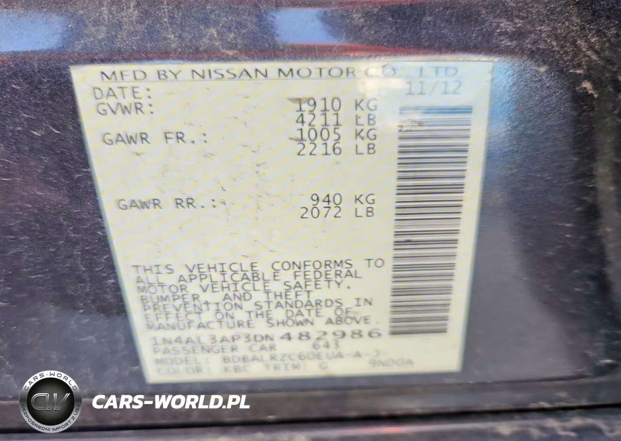 2013 Nissan Altima 2.5 VIN:1N4AL3AP3DN482986 - 12