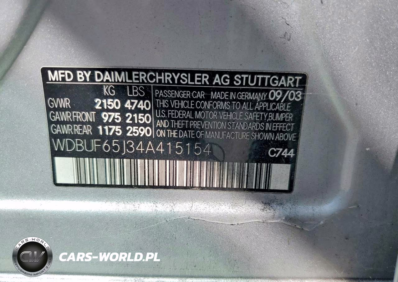 2004 Mercedes-Benz E 320 VIN:WDBUF65J34A415154 - 12