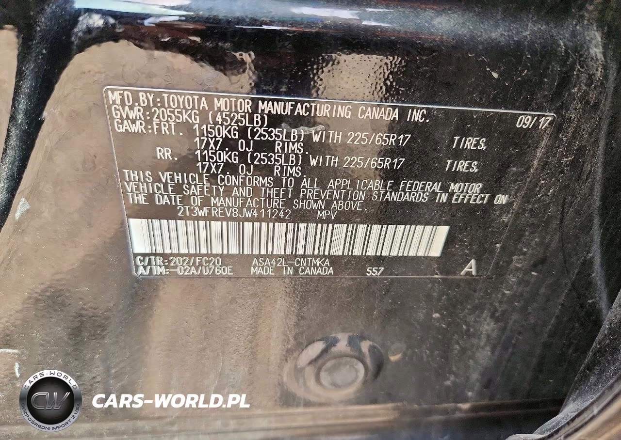 2018 Toyota Rav4 Xle VIN:2T3WFREV8JW411242 - 12