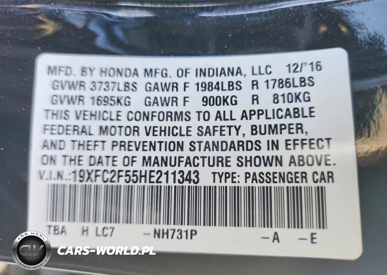 2017 Honda Civic Lx VIN:19XFC2F55HE211343 - 12