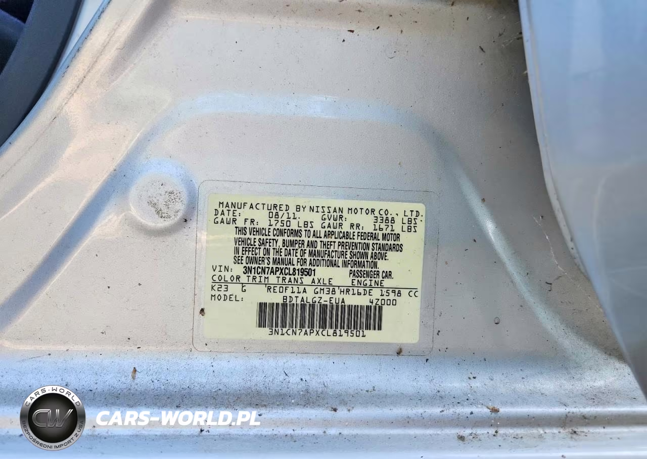 2012 Nissan Versa 1.6 S VIN:3N1CN7APXCL819501 - 12