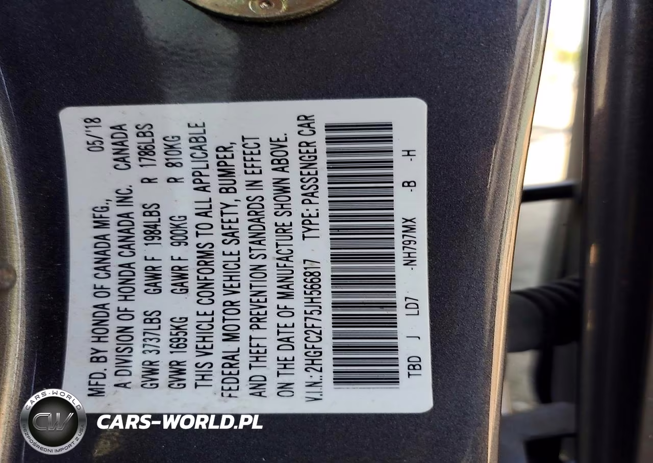 2018 Honda Civic Ex VIN:2HGFC2F75JH566817 - 12