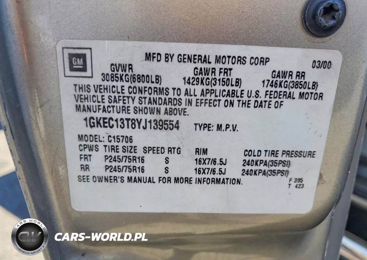 2000 GMC Yukon VIN:1GKEC13T8YJ139554 - 13