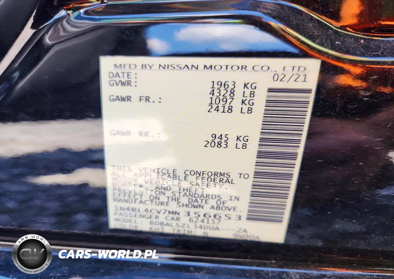 2021 Nissan Altima Sr VIN:1N4BL4CV7MN356653 - 12