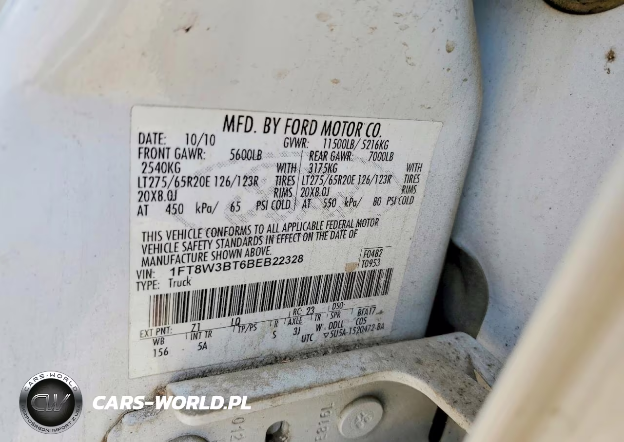 2011 Ford F350 Super Duty VIN:1FT8W3BT6BEB22328 - 12