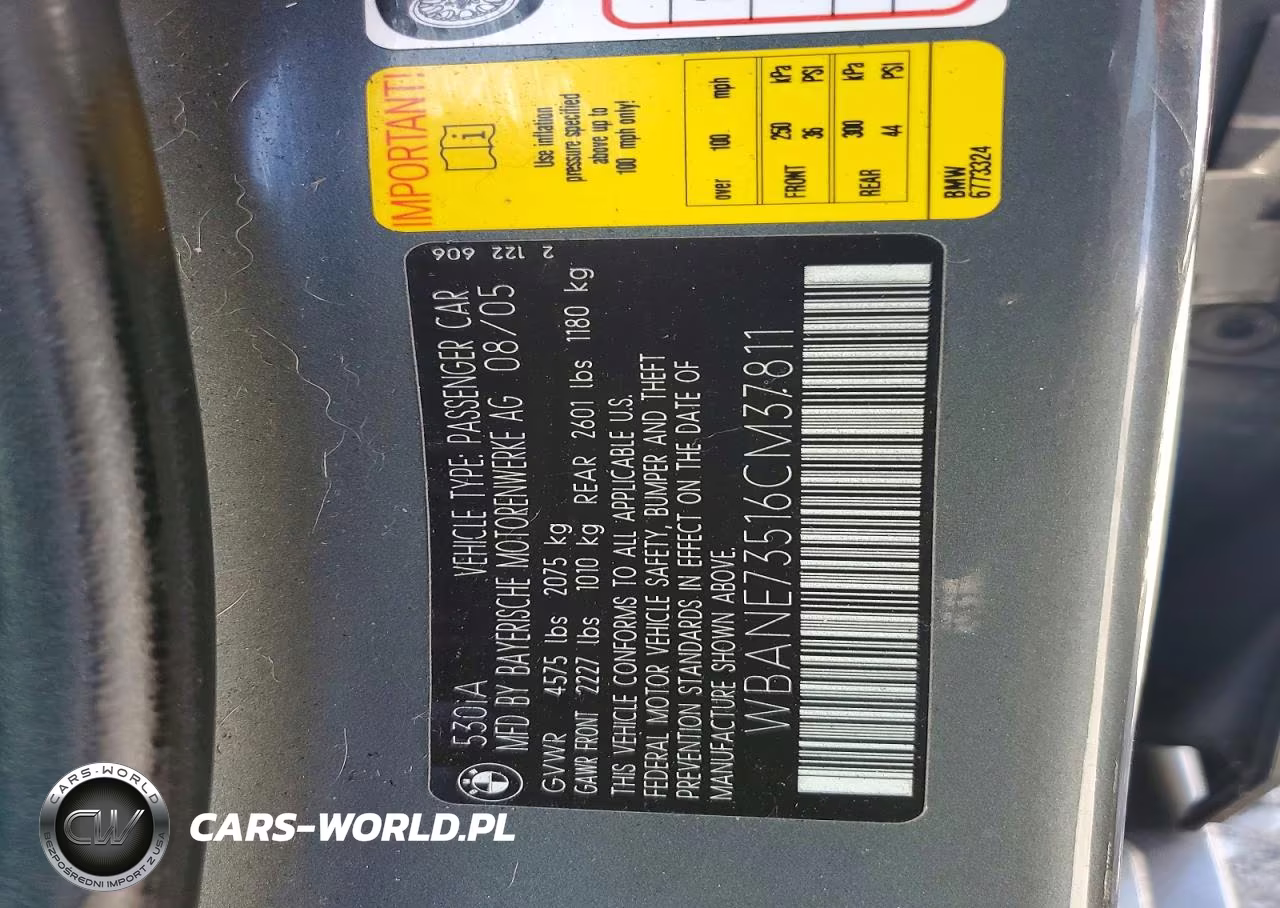 2006 BMW 530 I VIN:WBANE73516CM37811 - 12
