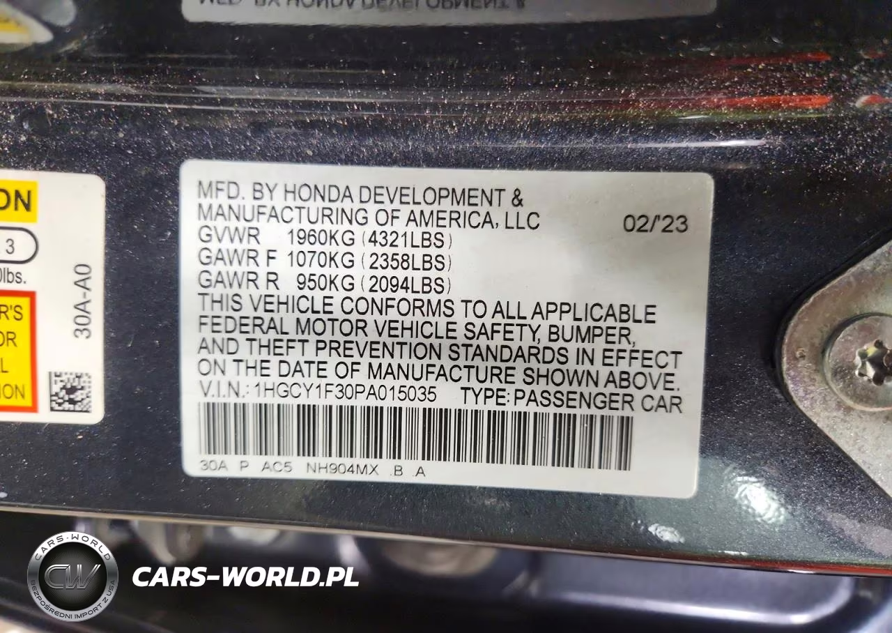 2023 Honda Accord Ex VIN:1HGCY1F30PA015035 - 12