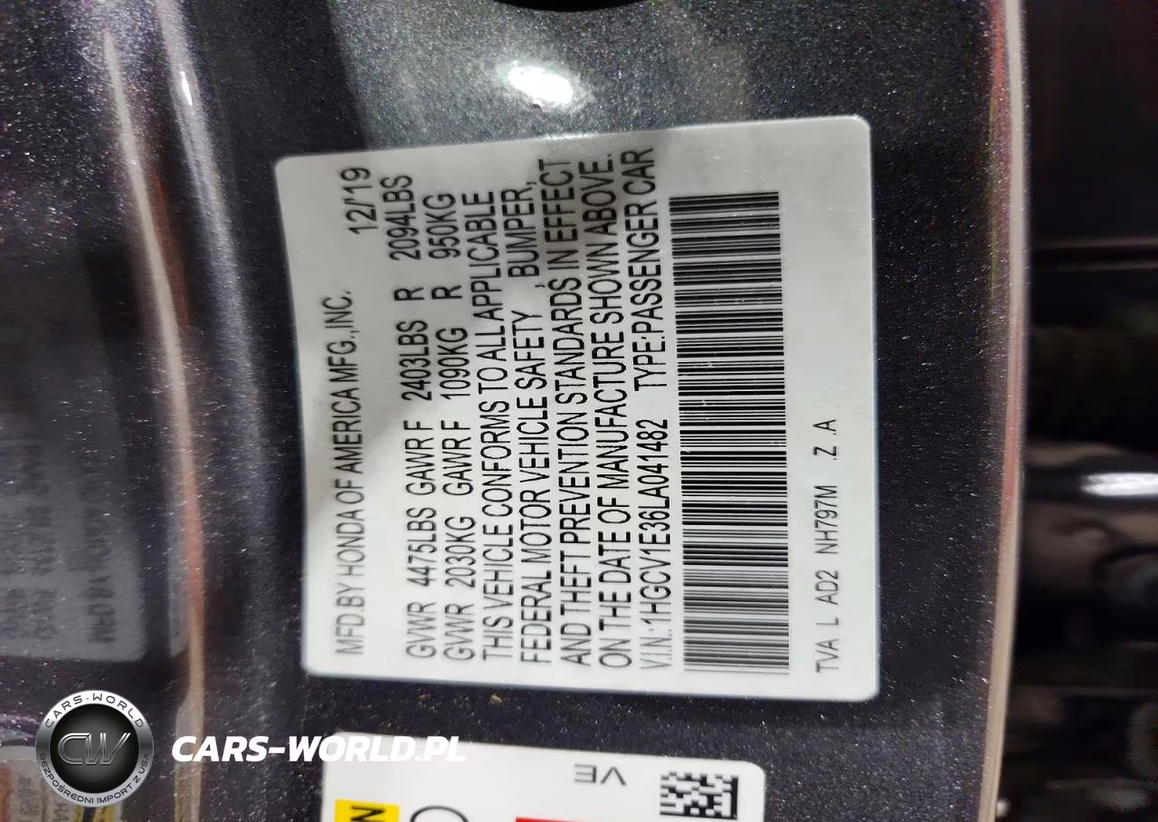 2020 Honda Accord Sport VIN:1HGCV1E36LA041482 - 12