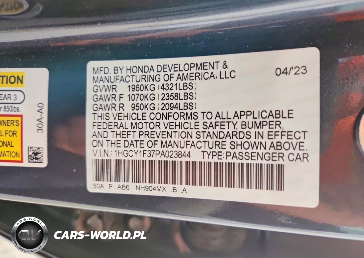 2023 Honda Accord Ex VIN:1HGCY1F37PA023844 - 12