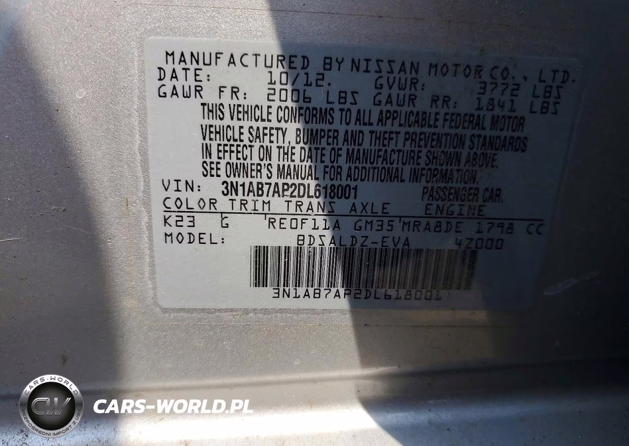2013 Nissan Sentra S VIN:3N1AB7AP2DL618001 - 12